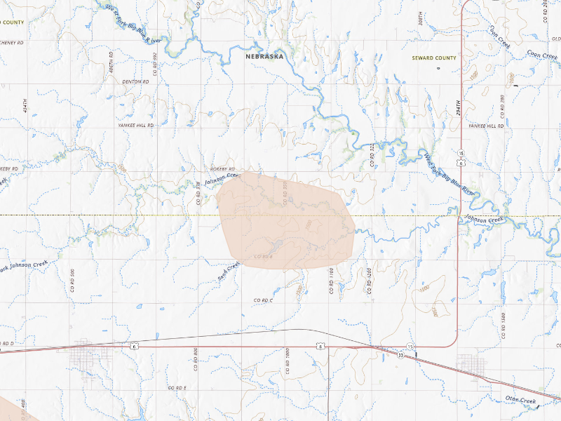 Radar-estimated hail-size map of the storm over Beaver Crossing, NE on Sep 12, 2026