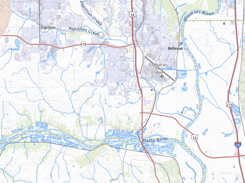 Radar-estimated hail-size map of the storm over Bellevue, NE on Jul 8, 2026
