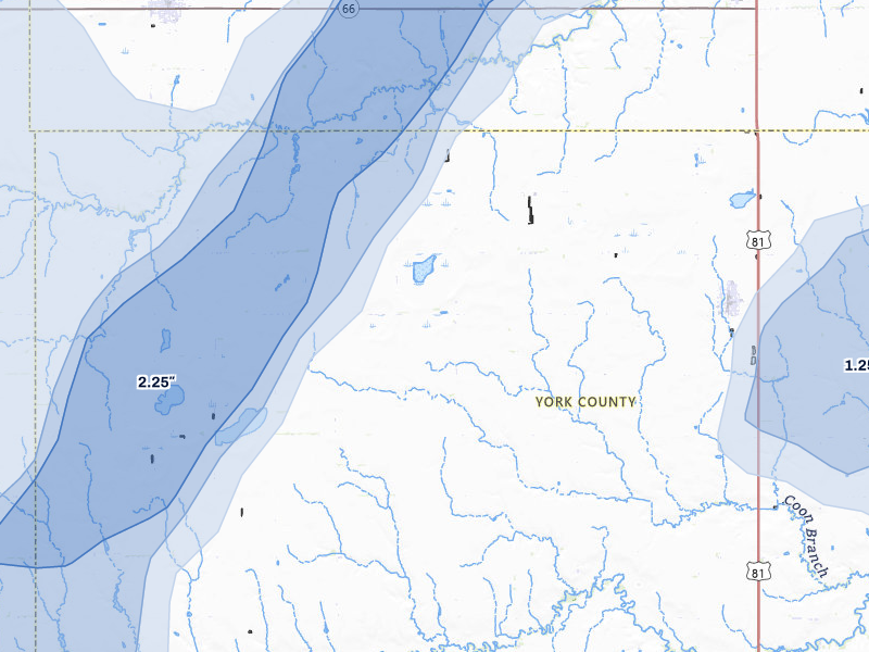 NEXRAD radar-signature map of the hail storm over Benedict, NE on May 16, 2026