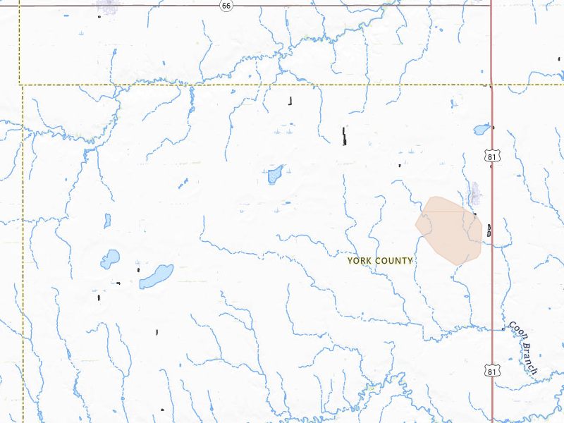 Radar-estimated hail-size map of the storm over Benedict, NE on May 17, 2026