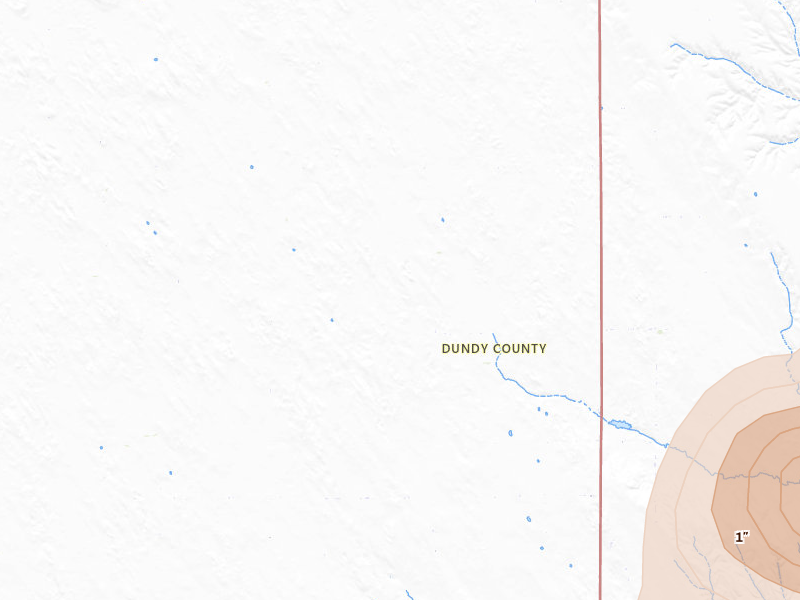 Radar-estimated hail-size map of the storm over Benkelman, NE on Jul 9, 2026