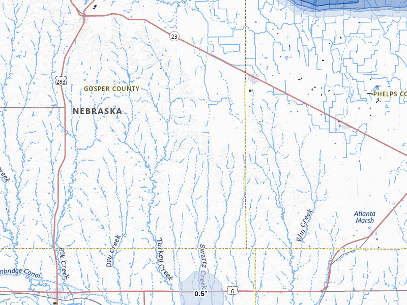 NEXRAD radar-signature map of the hail storm over Bertrand, NE on May 16, 2026