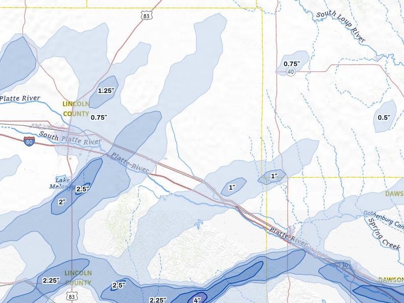 NEXRAD radar-signature map of the hail storm over Brady, NE on May 16, 2026