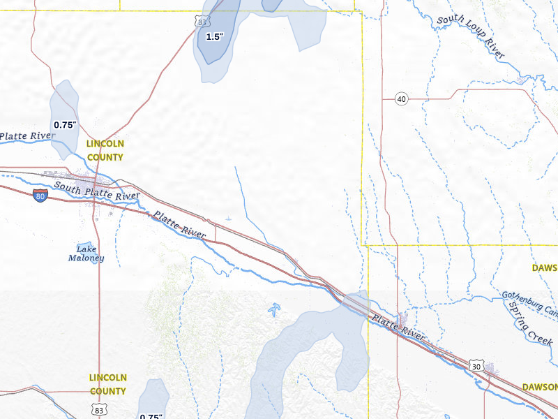 NEXRAD radar-signature map of the hail storm over Brady, NE on Jun 1, 2026