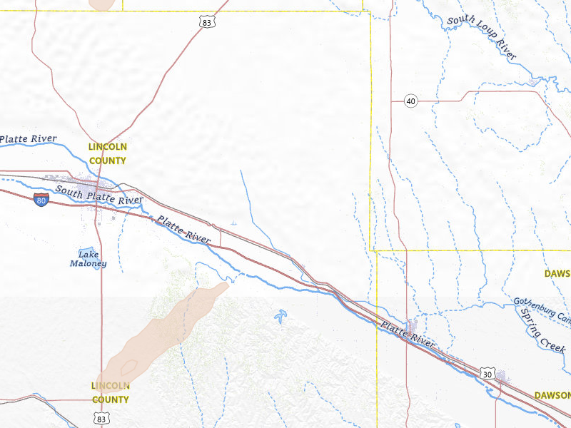 Radar-estimated hail-size map of the storm over Brady, NE on Jun 30, 2026