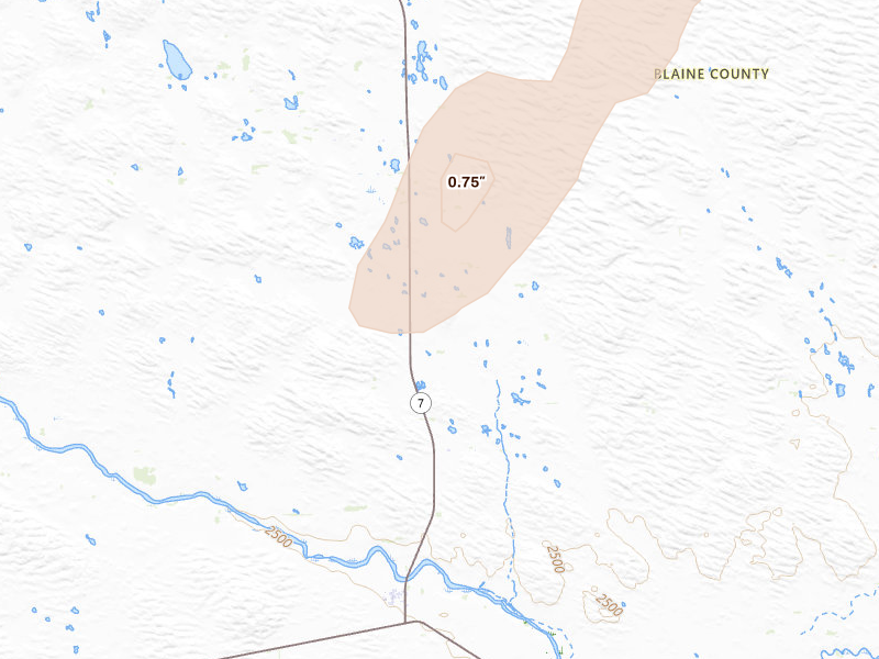 Radar-estimated hail-size map of the storm over Brewster, NE on Sep 1, 2026