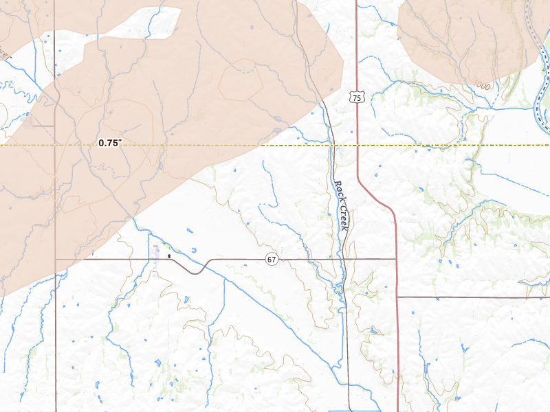 Radar-estimated hail-size map of the storm over Brock, NE