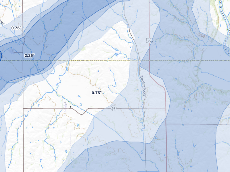 NEXRAD radar-signature map of the hail over Brock, NE