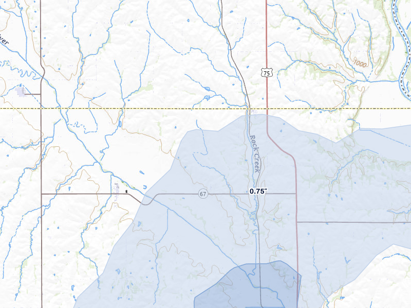 NEXRAD radar-signature map of the hail storm over Brock, NE on May 17, 2026