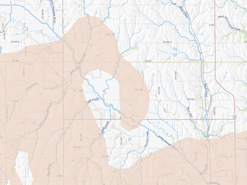 Radar-estimated hail-size map of the storm over Brock, NE
