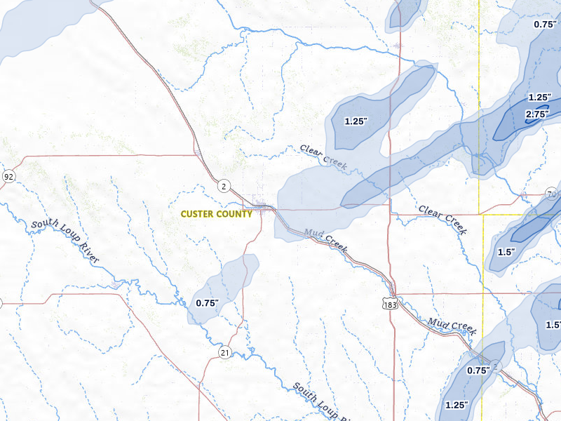 NEXRAD radar-signature map of the hail storm over Broken Bow, NE on Jun 29, 2026