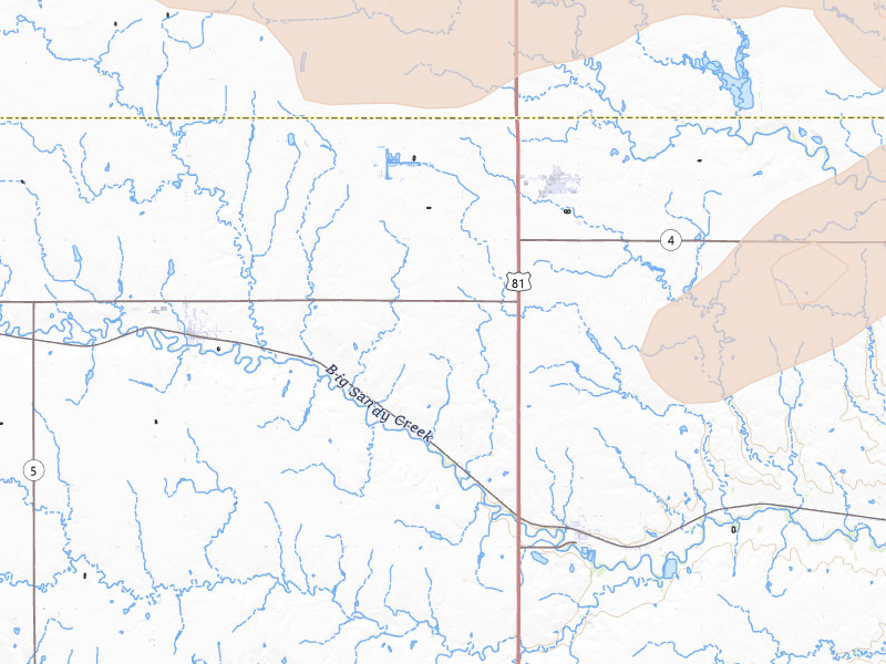 Radar-estimated hail-size map of the storm over Bruning, NE on Apr 25, 2026