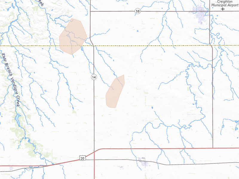Radar-estimated hail-size map of the storm over Brunswick, NE on Jun 30, 2026