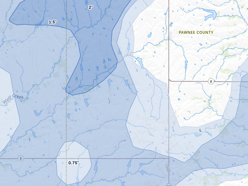 NEXRAD radar-signature map of the hail over Burchard, NE
