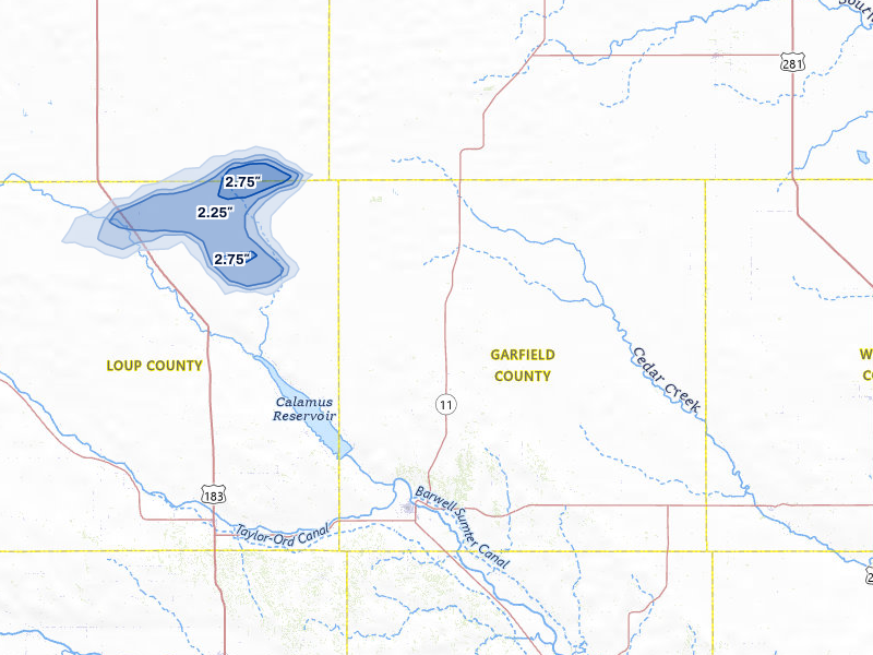 NEXRAD radar-signature map of the hail storm over Burwell, NE on Aug 17, 2026