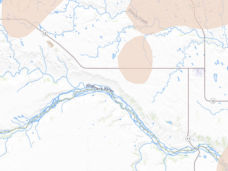 Radar-estimated hail-size map of the storm over Butte, NE on Jul 2, 2026