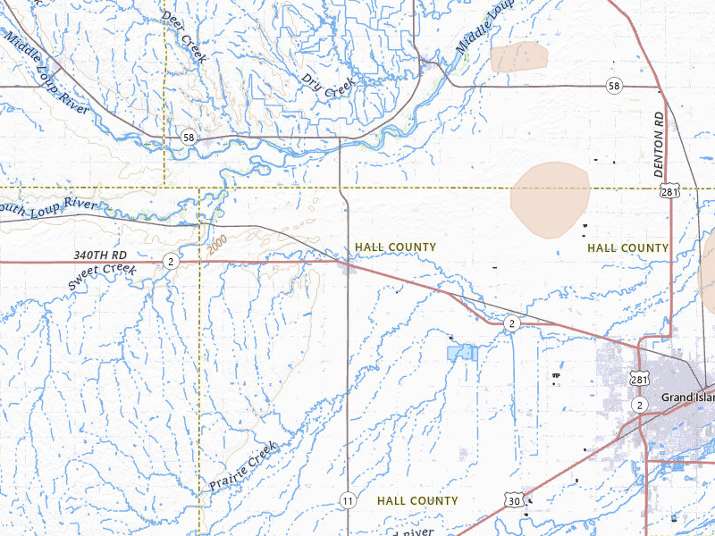 Radar-estimated hail-size map of the storm over Cairo, NE on Jul 30, 2026