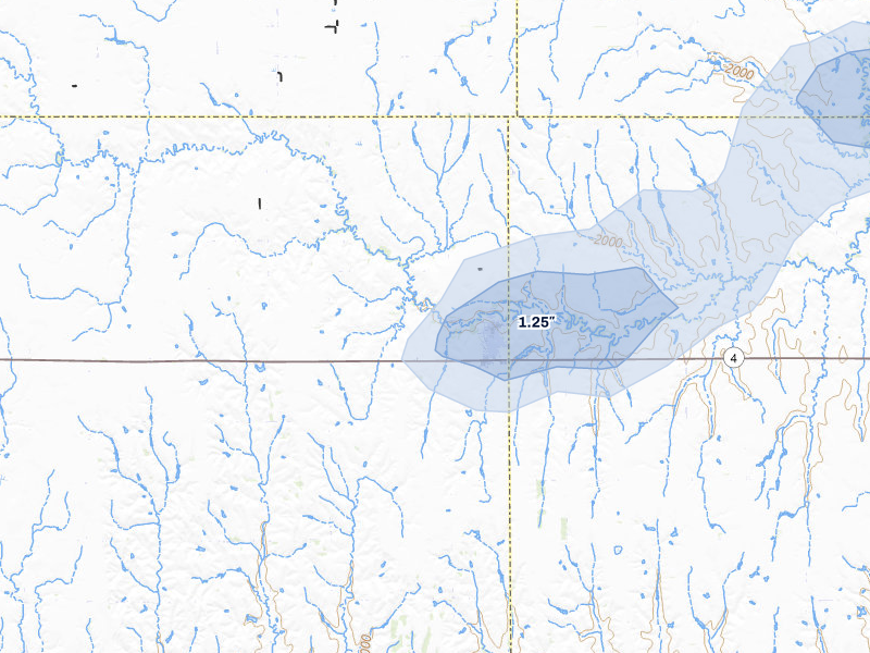 NEXRAD radar-signature map of the hail storm over Campbell, NE on Jun 3, 2026