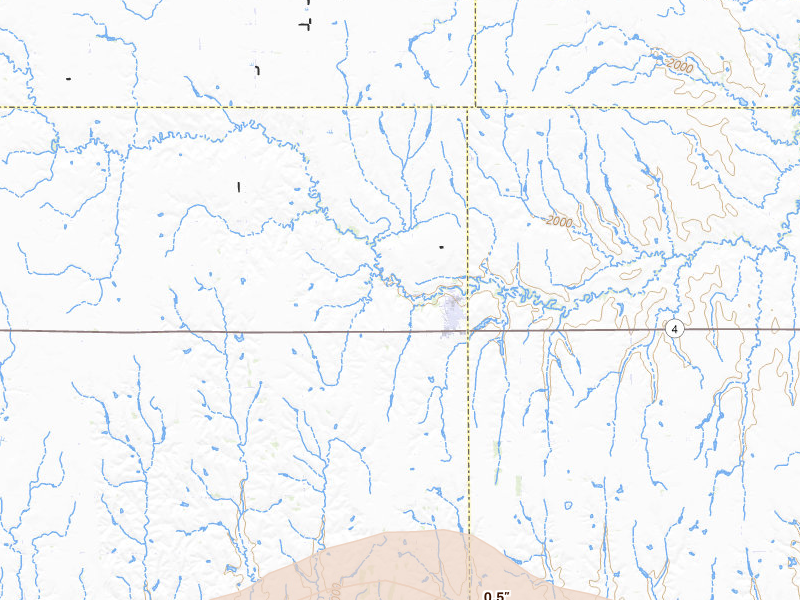 Radar-estimated hail-size map of the storm over Campbell, NE on Jul 3, 2026