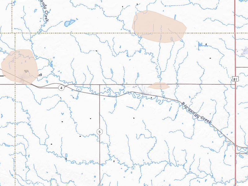 Radar-estimated hail-size map of the storm over Carleton, NE on May 15, 2026