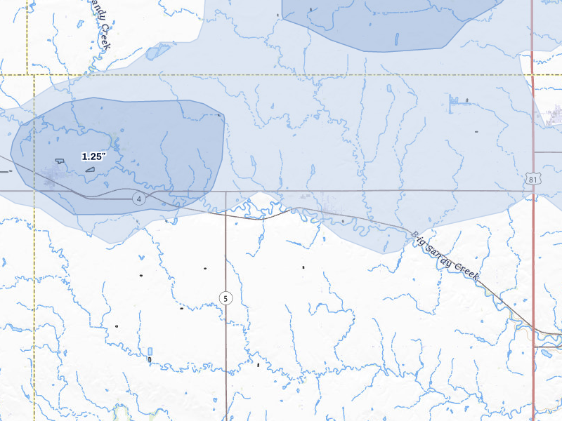NEXRAD radar-signature map of the hail storm over Carleton, NE on May 15, 2026