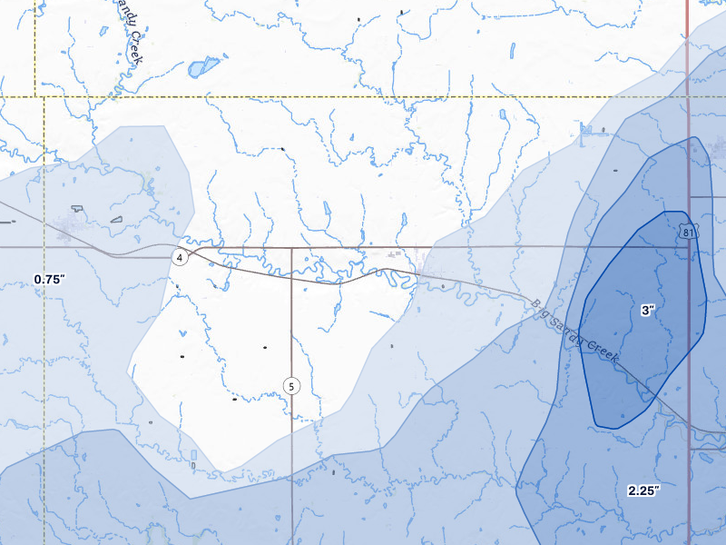 NEXRAD radar-signature map of the hail storm over Carleton, NE on May 16, 2026