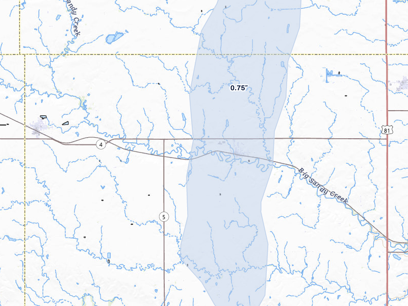 NEXRAD radar-signature map of the hail storm over Carleton, NE on May 30, 2026
