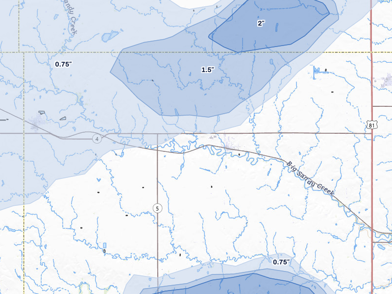 NEXRAD radar-signature map of the hail storm over Carleton, NE on Jul 3, 2026
