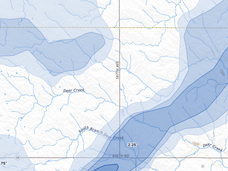 NEXRAD radar-signature map of the hail storm over Carroll, NE on Jun 29, 2026