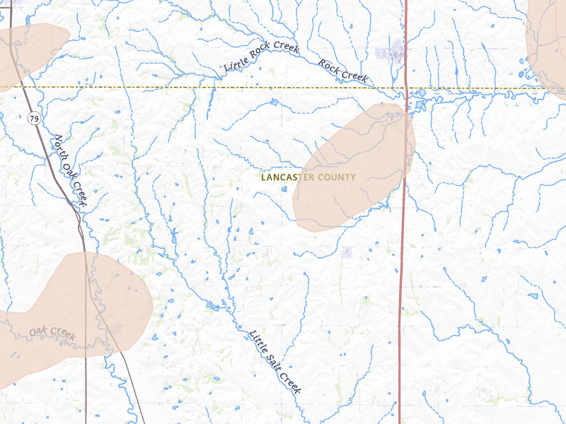 Radar-estimated hail-size map of the storm over Ceresco, NE on May 16, 2026