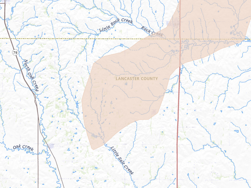 Radar-estimated hail-size map of the storm over Ceresco, NE on May 17, 2026