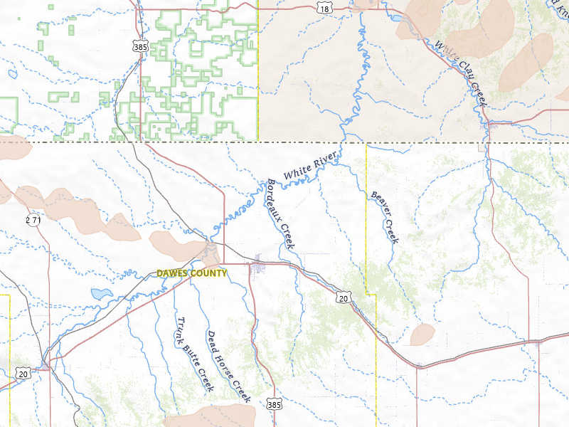 Radar-estimated hail-size map of the storm over Chadron, NE on Jun 22, 2026