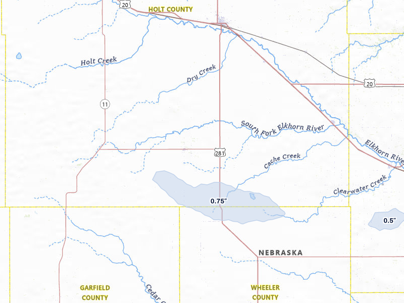 NEXRAD radar-signature map of the hail storm over Chambers, NE on Jun 5, 2026