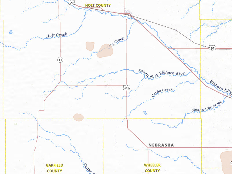 Radar-estimated hail-size map of the storm over Chambers, NE on Jul 30, 2026