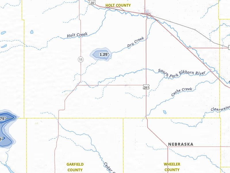 NEXRAD radar-signature map of the hail storm over Chambers, NE on Aug 17, 2026