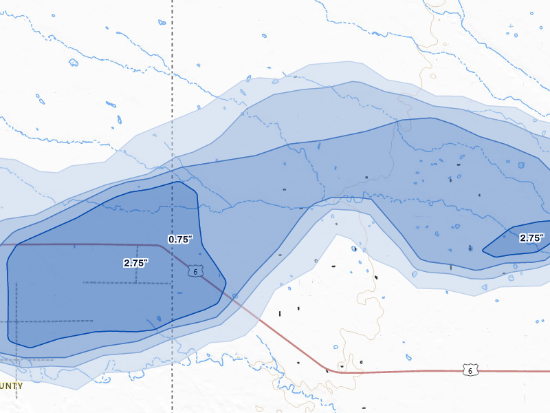 NEXRAD radar-signature map of the hail storm over Champion, NE on May 16, 2026