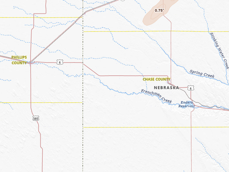 Radar-estimated hail-size map of the storm over Champion, NE on May 25, 2026