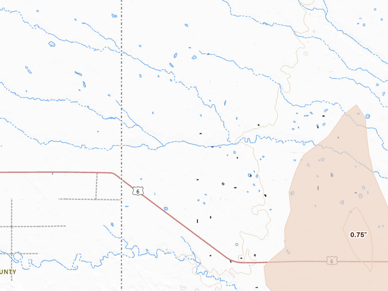 Radar-estimated hail-size map of the storm over Champion, NE on May 30, 2026