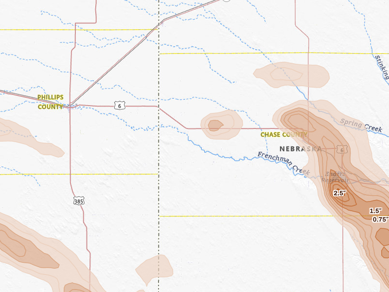 Radar-estimated hail-size map of the storm over Champion, NE