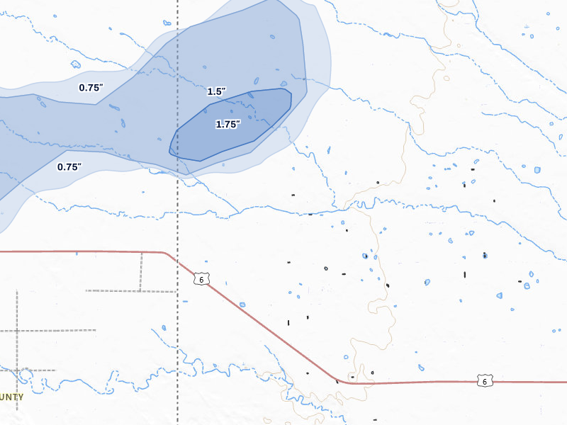 NEXRAD radar-signature map of the hail storm over Champion, NE on Jun 30, 2026