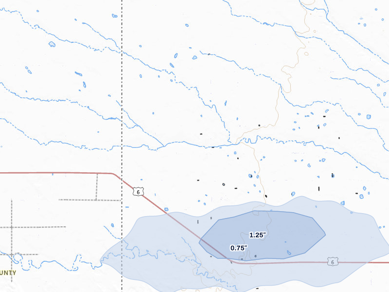 NEXRAD radar-signature map of the hail storm over Champion, NE on Jul 8, 2026