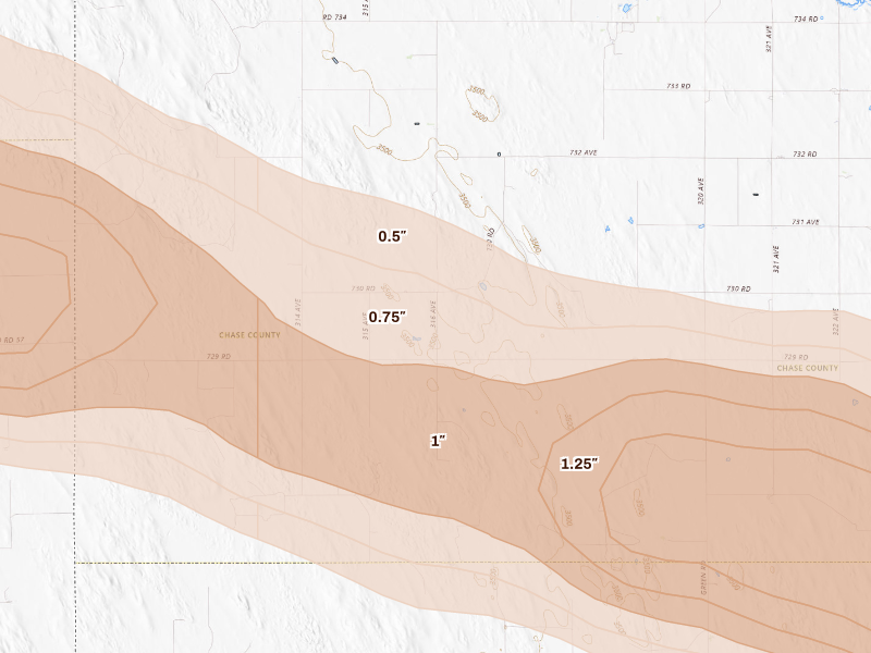 Radar-estimated hail-size map of the storm over Champion, NE