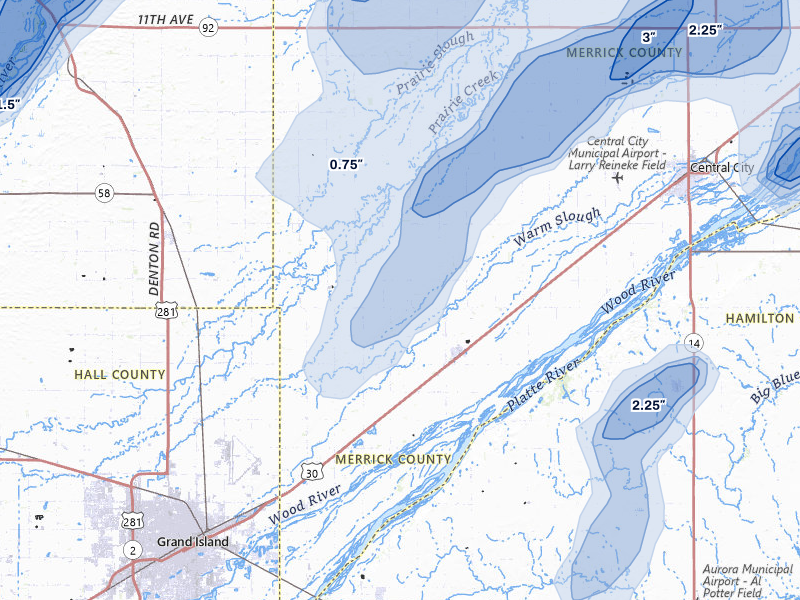 NEXRAD radar-signature map of the hail storm over Chapman, NE on May 17, 2026