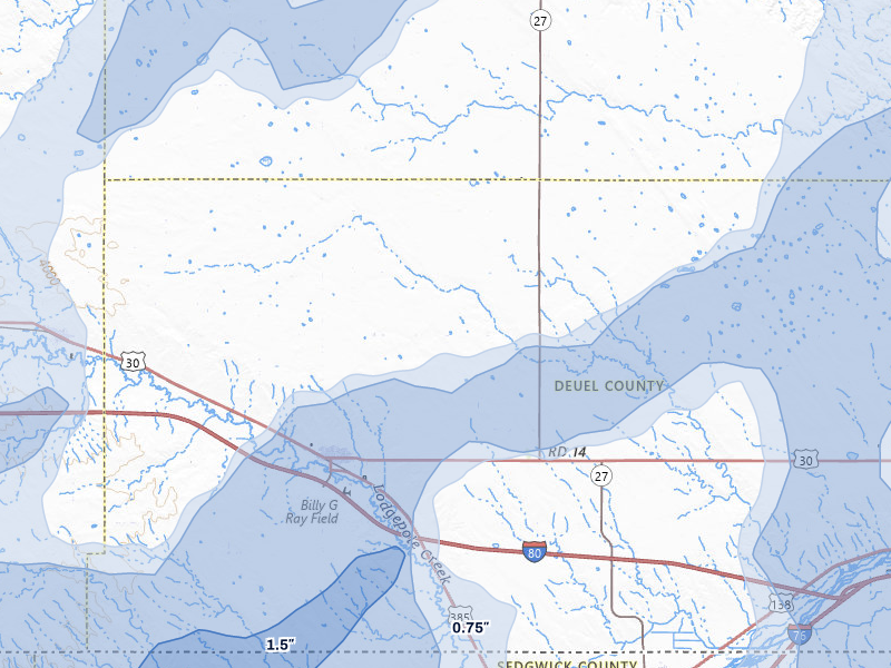 NEXRAD radar-signature map of the hail storm over Chappell, NE on Jun 30, 2026