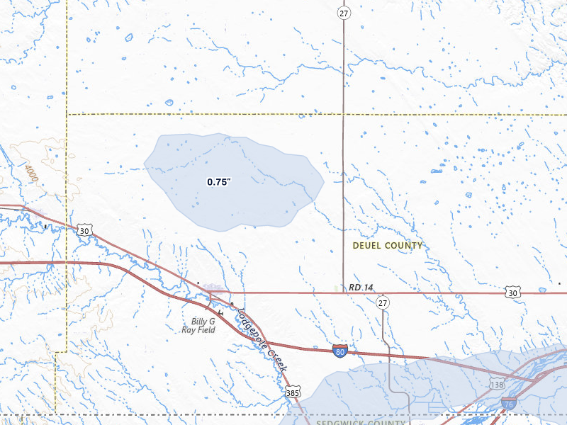 NEXRAD radar-signature map of the hail storm over Chappell, NE on Jul 7, 2026