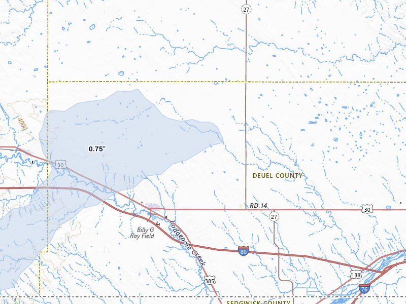 NEXRAD radar-signature map of the hail storm over Chappell, NE on Jul 9, 2026