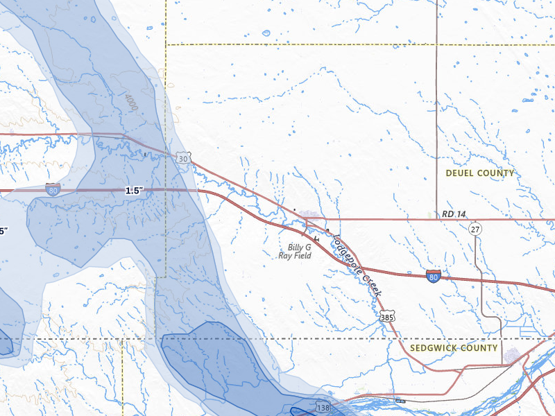 NEXRAD radar-signature map of the hail storm over Chappell, NE on Aug 9, 2026