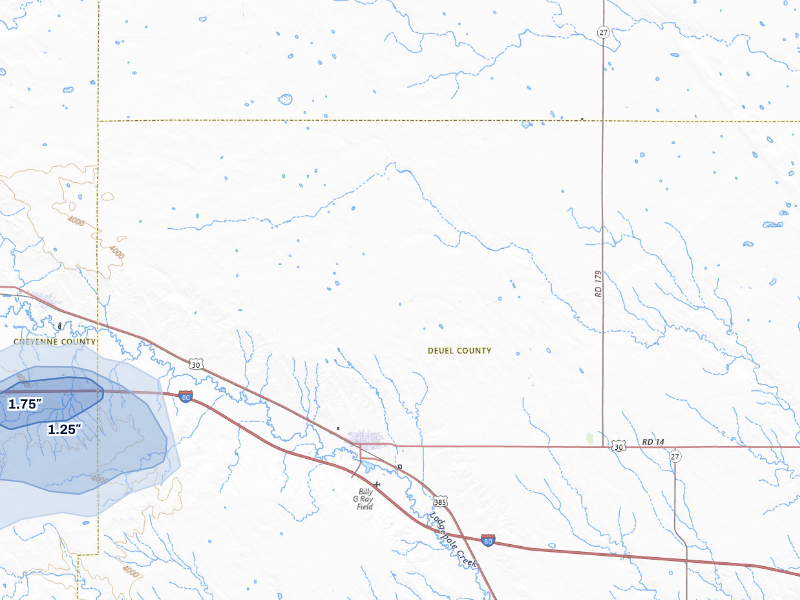 NEXRAD radar-signature map of the hail storm over Chappell, NE on Sep 17, 2026