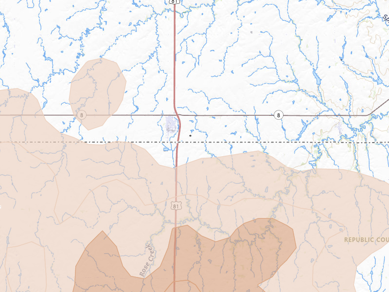 Radar-estimated hail-size map of the storm over Chester, NE on Apr 9, 2026