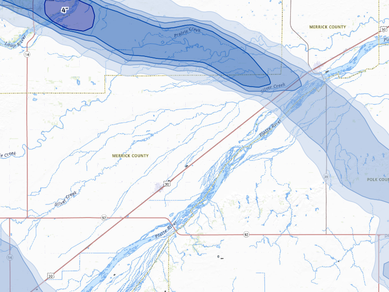 NEXRAD radar-signature map of the hail storm over Clarks, NE on Aug 19, 2026